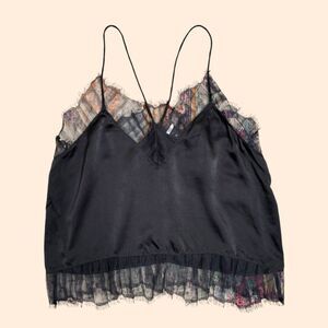 IRO Black Silk Lace Camisole Tank
